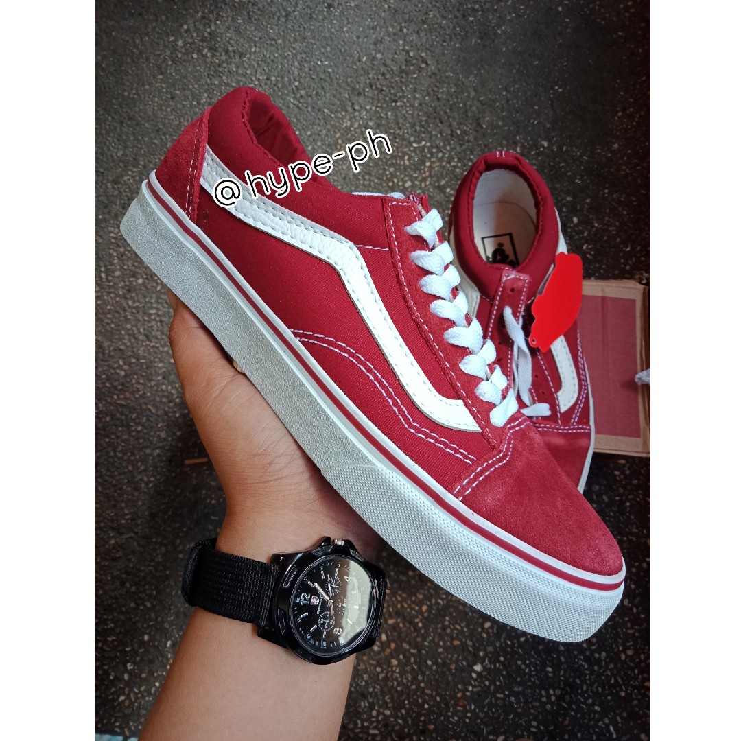 red color sneakers