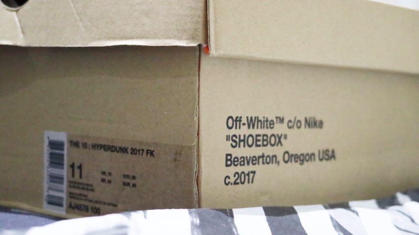 Off white hyperdunk box hot sale