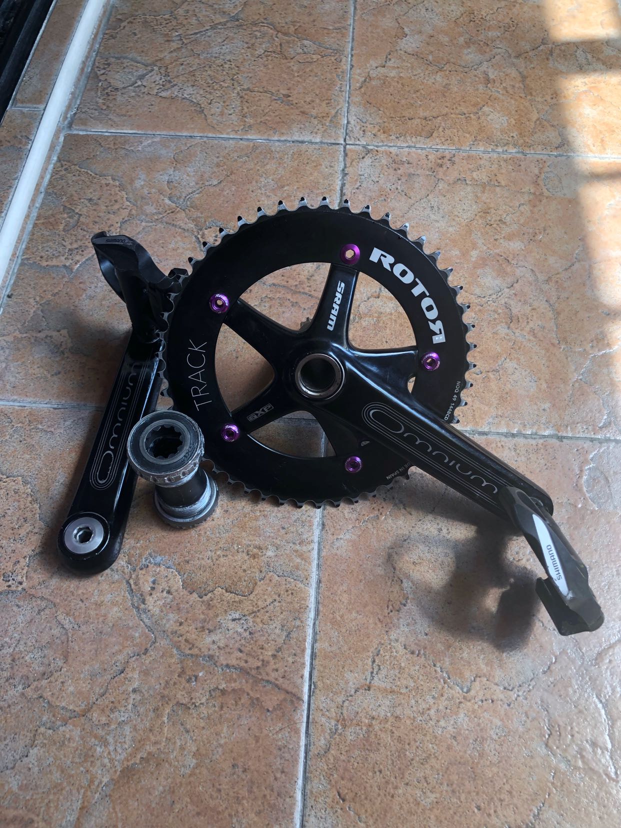Sram Omnium x Rotor crankset fixie, Sports Equipment, Bicycles & Parts