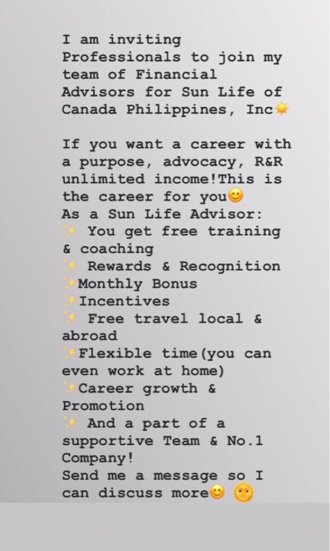 Sun Life Financial Advisor, Jobs & Opportunities, Sales, Retail & Marketing on Carousell