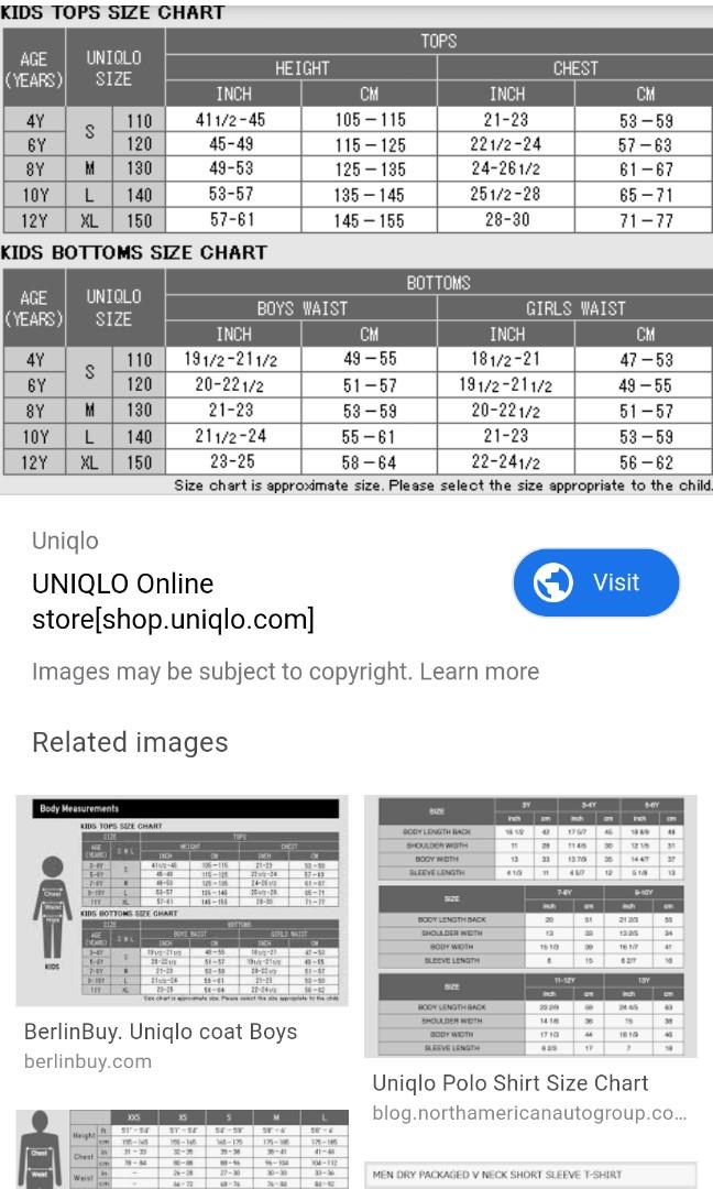 Uniqlo Boys Size Chart