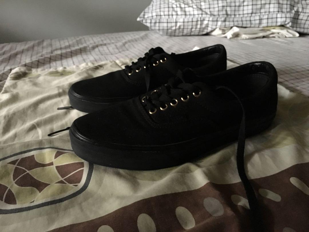 Vans black gold eyelets top