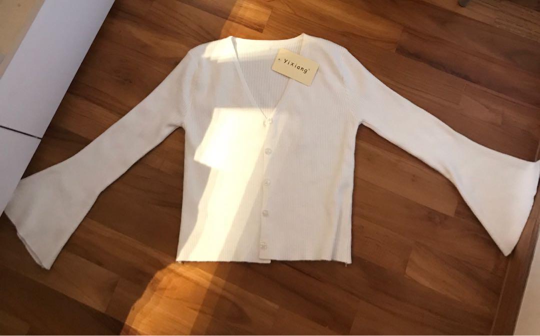 White bell sleeve discount cardigan
