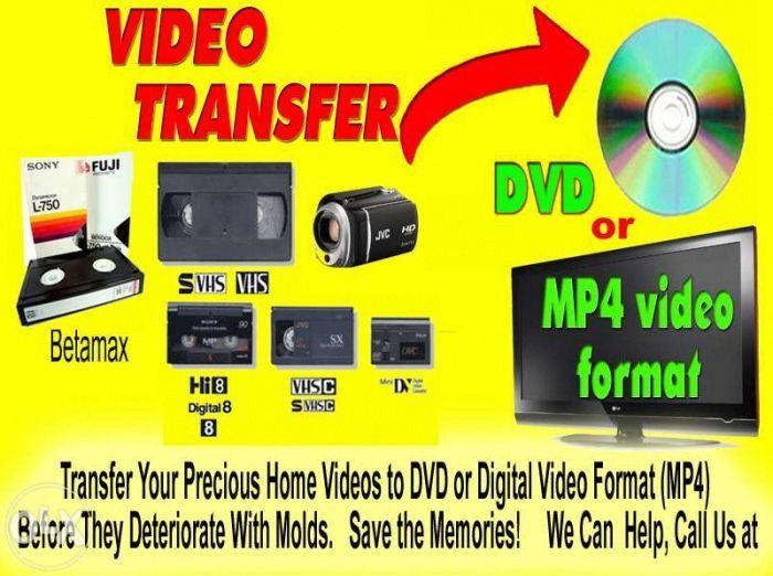 Video transfer Digital Conversion from VHS Betamax etc to MP4, Audio