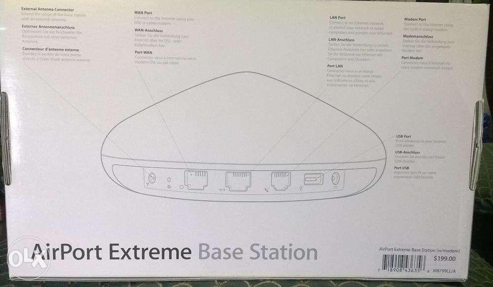 Apple Airport Extreme Base Station (Category: Portable Audio Accessories) located in Quezon City. Submitted by unimo0212 (Listing ID 239318791, Image 3). Description: Apple Airport Extreme Base Station Wireless networking for home, small business and education. Works with Mac and Windows computers and provides wireless printing for Ethernet and USB printers. 54 Mbps maximun data rate Up to 50-foot wireless range at 54 Mbps Up to 150-foot wireless