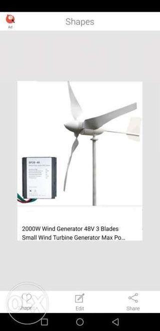 2000W Wind Turbine Generator 24V 48V 3 Blades Wind Turbine Generator