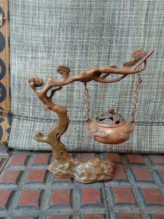 Antique Brass Bonsai Incense Burner, Furniture & Home Living, Home