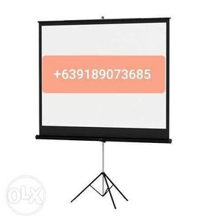 white screen lcd projector for rent mic stand hire sound system tripod