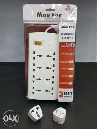 Huntkey SZM804-4 Surge Protector with Travel AC Power Adapter 