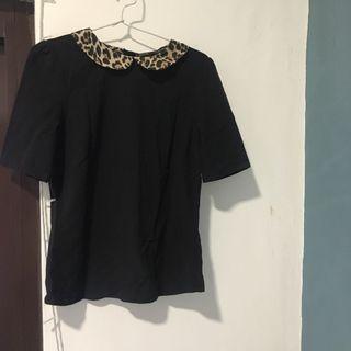 Zara Black Top Leopard