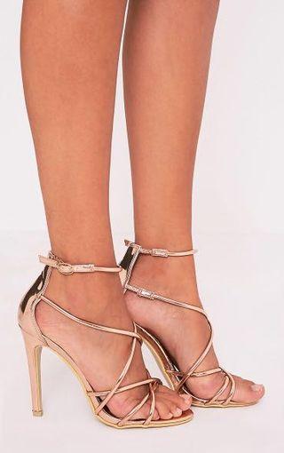 Pretty Little Thing Rose Gold Metallic Heels