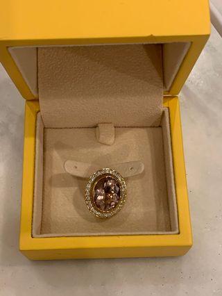 Kunzite pendant with diamonds in 14k yellow gold