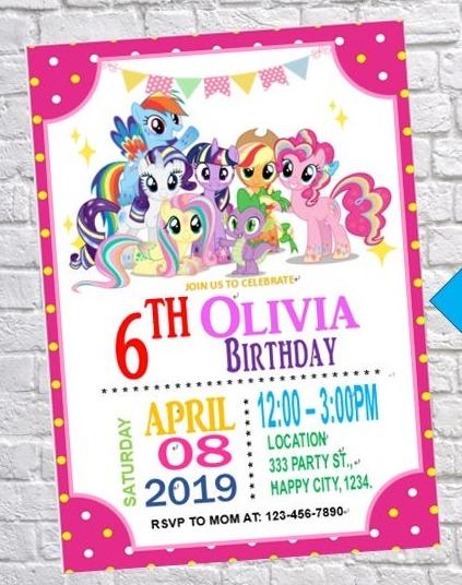 30 Pcs My Little Pony Birthday Invitation Card Party Invitation