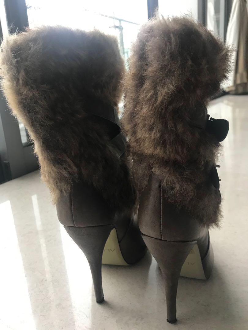 faux fur heel boots