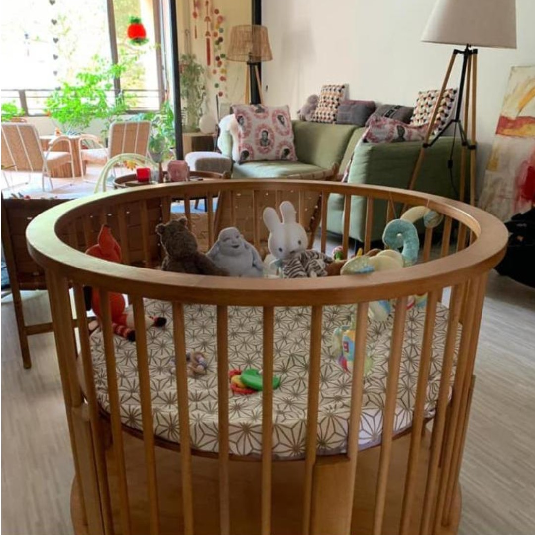 round wooden playpen
