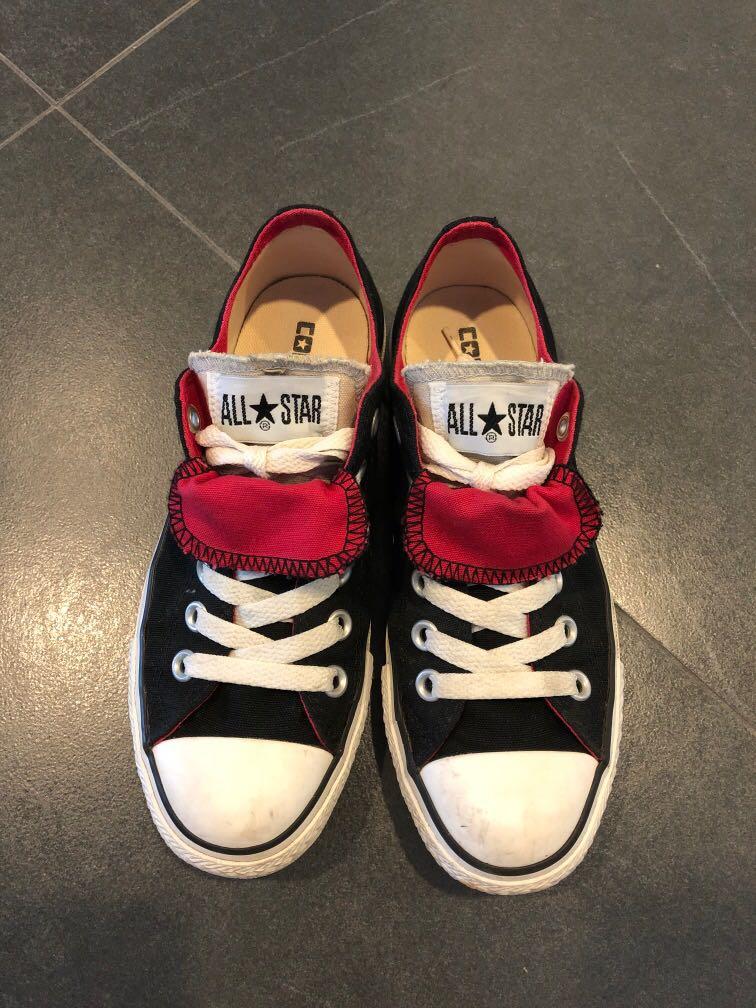 red converse double tongue