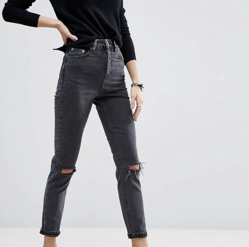 Black faded mom jeans