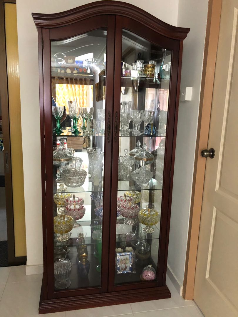 Glass Display with the crystals in it, Furniture & Home Living