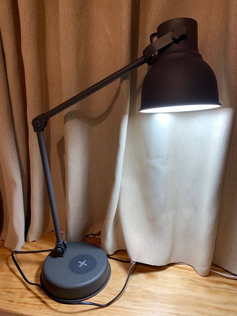 HEKTAR Work lamp with wireless charging dark grey Furniture