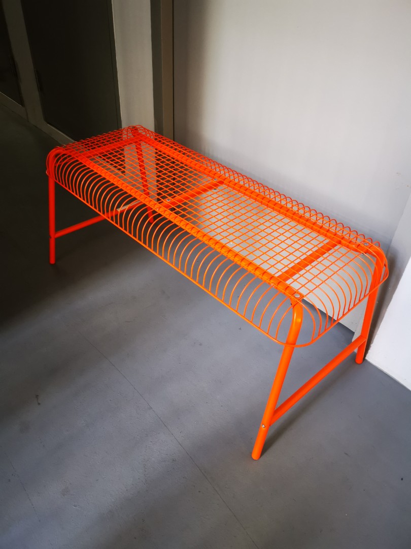 Ikea orange metal shop bench