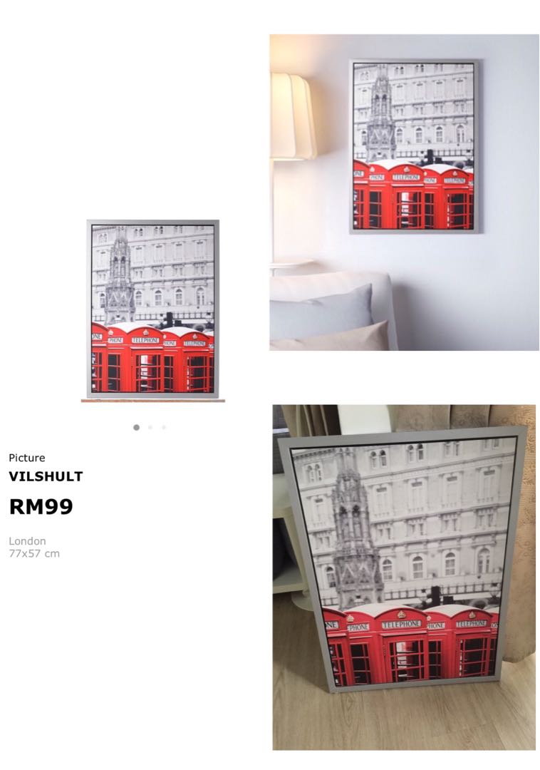 Ikea Vilshult , London Picture Frame (77x57cm), Furniture & Home Living ...