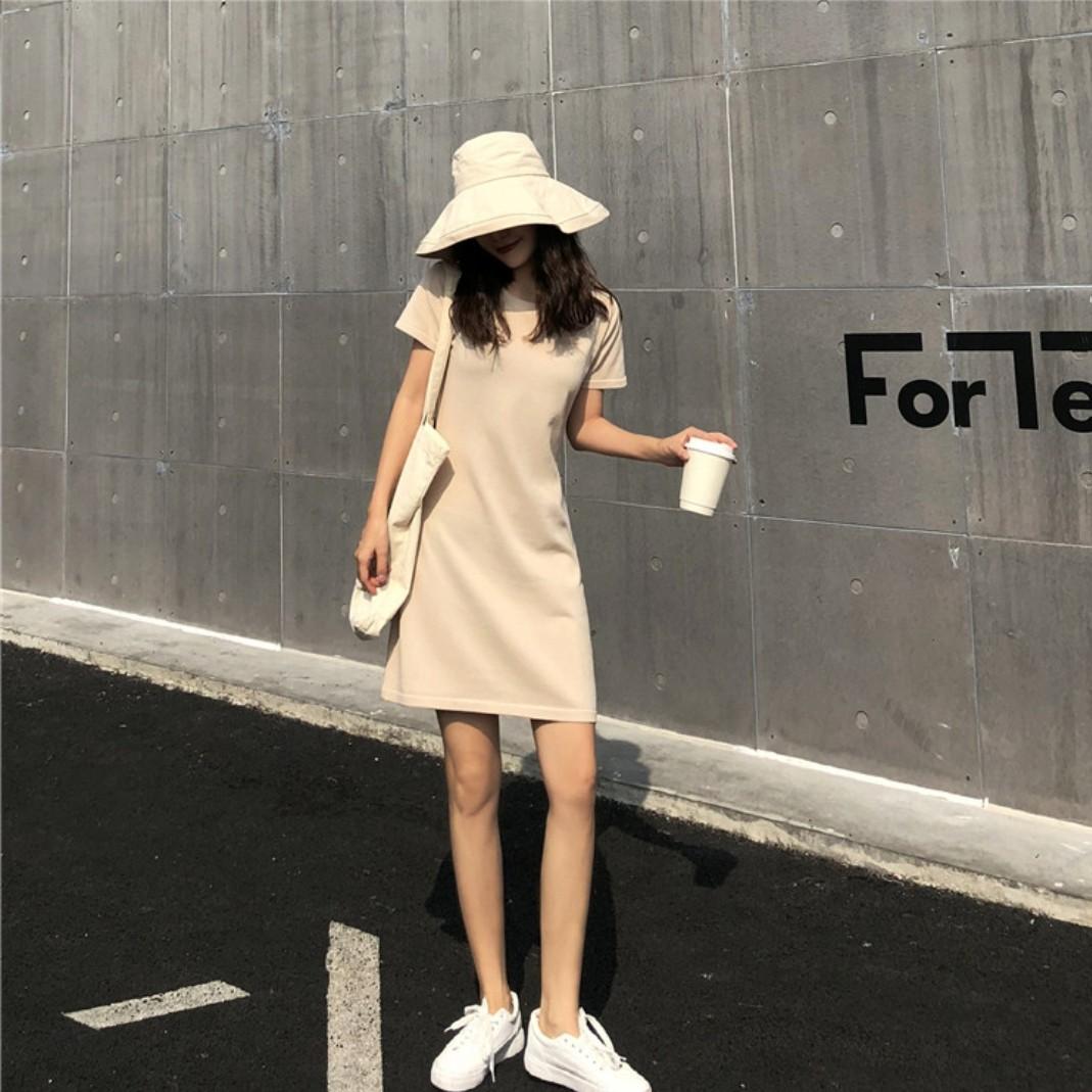 Korean minimalistic knitted dress korea style brand new women fashion 2019 ulzzang short sleeve round neck collar knit basic simple plain skirt loose harajuku bodycon short dress Women s Fashion Tops ...