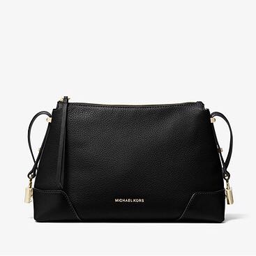 michael kors crosby medium pebbled leather messenger bag