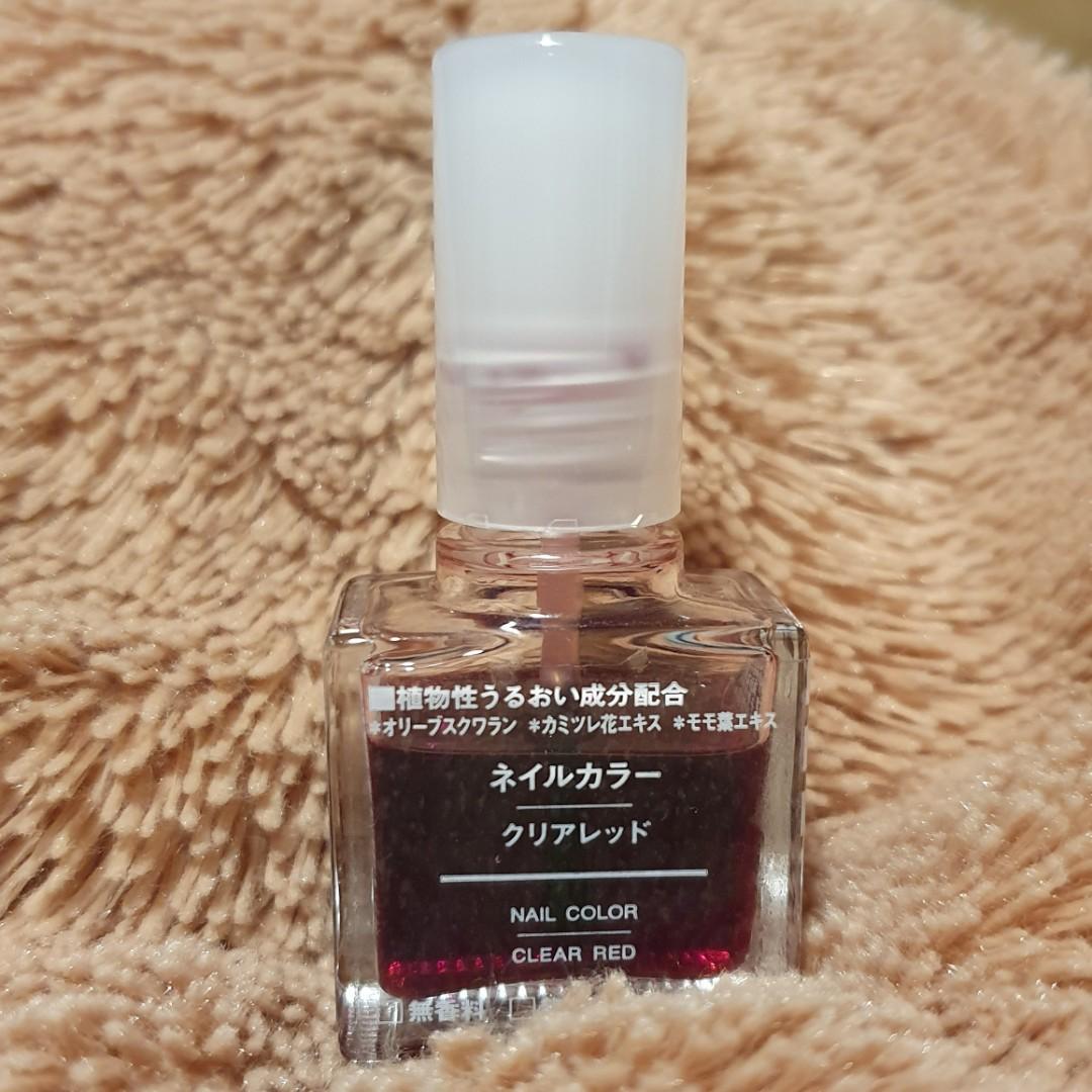 Muji clear red nail polish, Beauty & Personal Care, Hands & Nails on