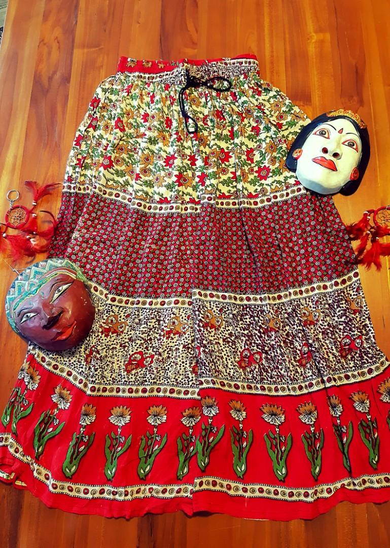 Patterned best sale indian skirt