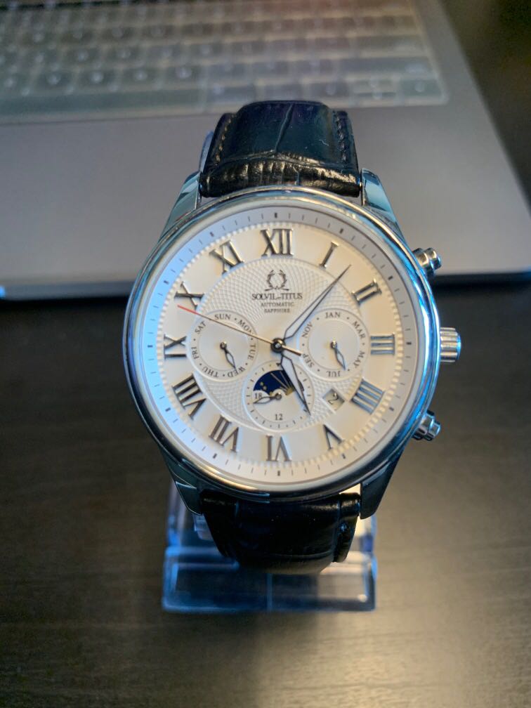 Solvil Et Titus Automatic Sun and Moon Open Caseback watch, Men's