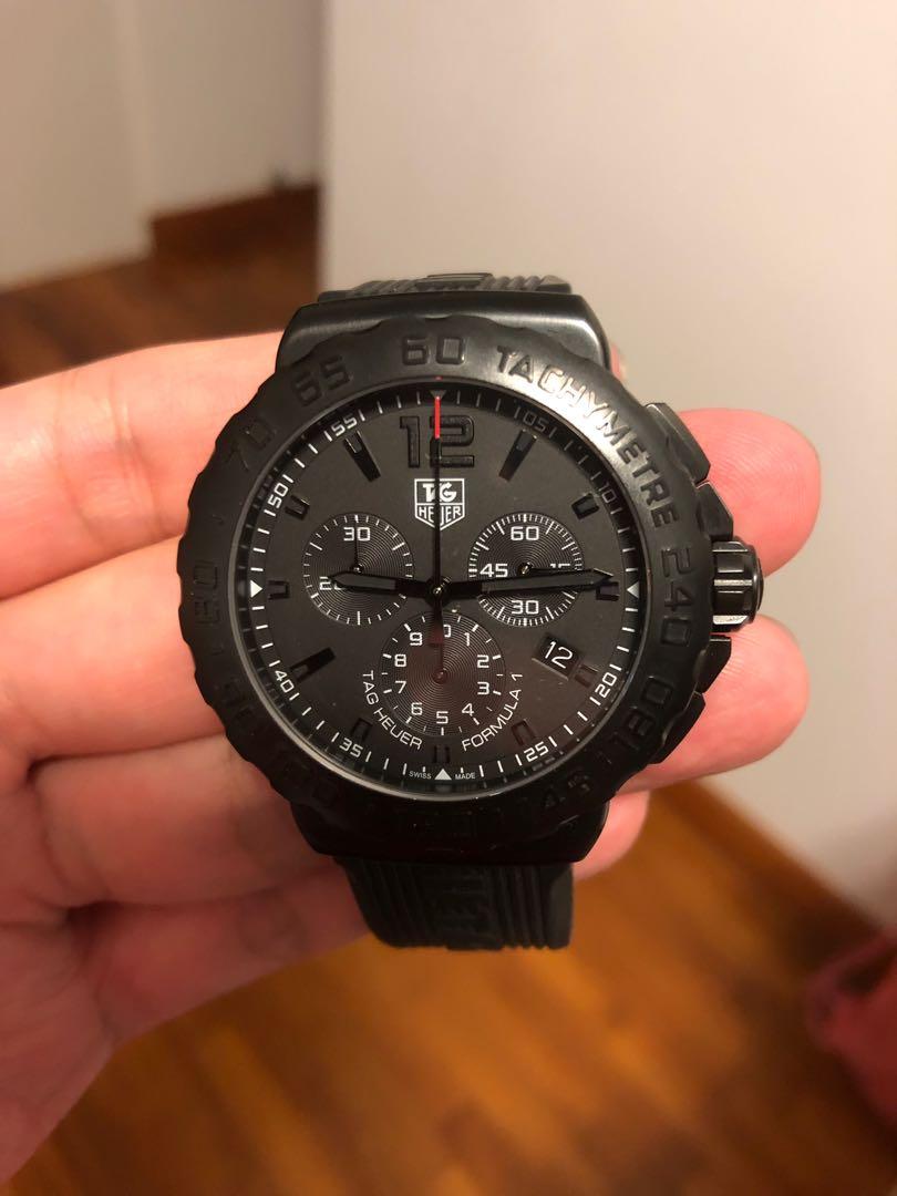 Used Limited Edition Tag Heuer Formula 1 Black Tachymetre Chronograph Black Rubber Dial Luxury Watches On Carousell