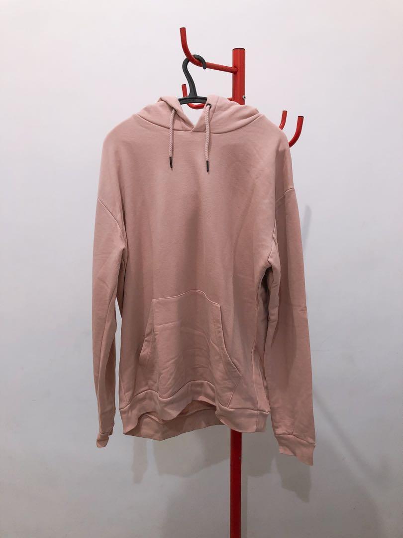 Zara Pink Hoodie, Fesyen Pria, Pakaian 