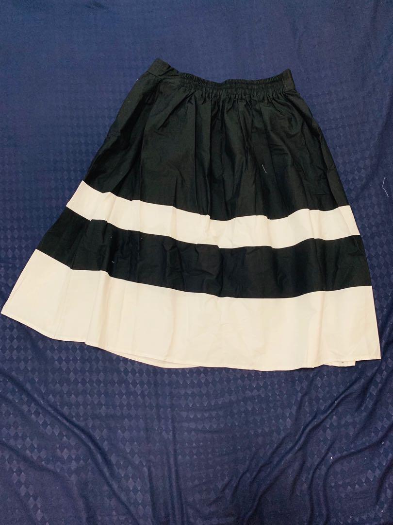 zara black and white skirt