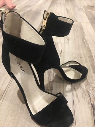 Black suede heels