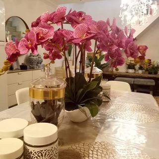 Artificial orchid with ceramic vase