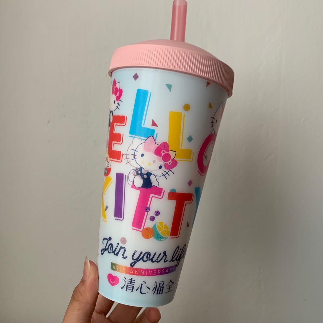 Taiwan Hello Kitty Bubble Tea Cup Food Drinks Beverages On