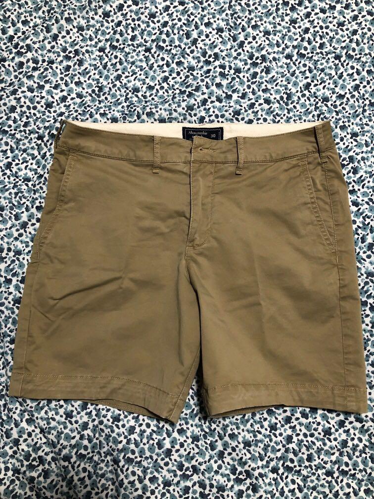 Abercrombie Fitch Plainfront Shorts Khaki Men s Fashion