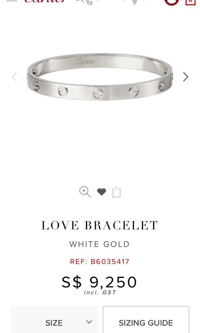 Authentic Cartier white gold love bracelet size 16 Luxury