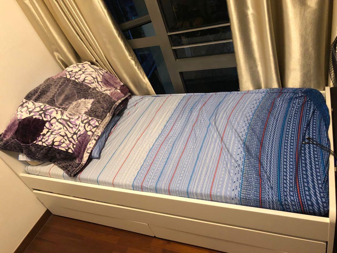 Bed Frame Ikea Slakt W Underbed Storage Furniture Beds Mattresses On Carousell