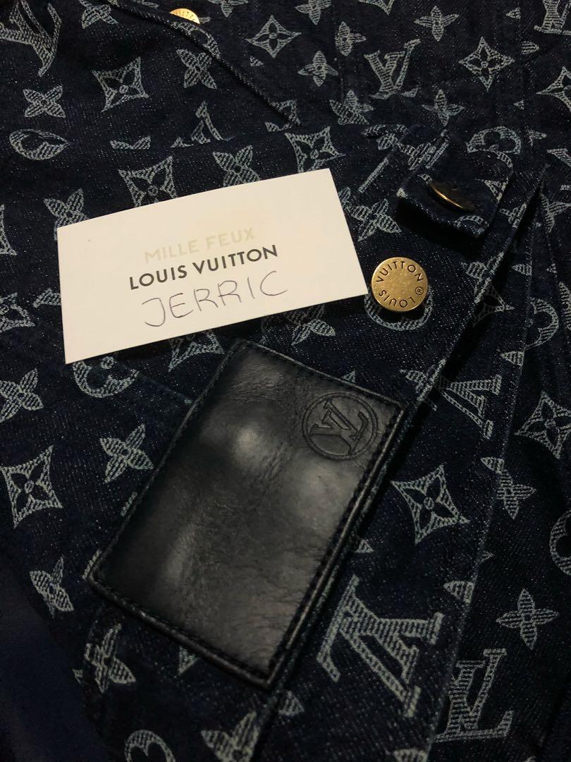 Louis Vuitton Leather Accent Denim Jacket Blue. Size 34