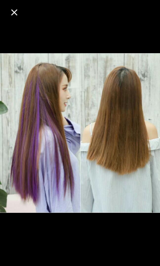 All Real Pic Instock Light Brown To Purple Dip Dyed Two