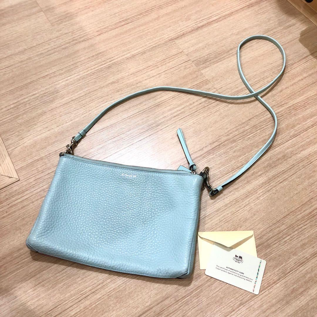 coach blue sling bag