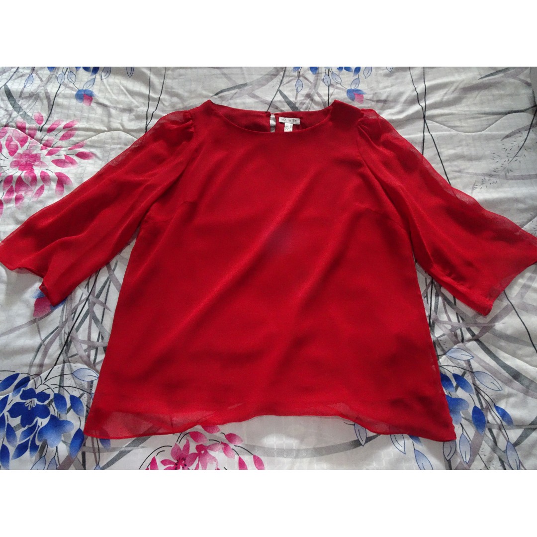 red chiffon blouse uk