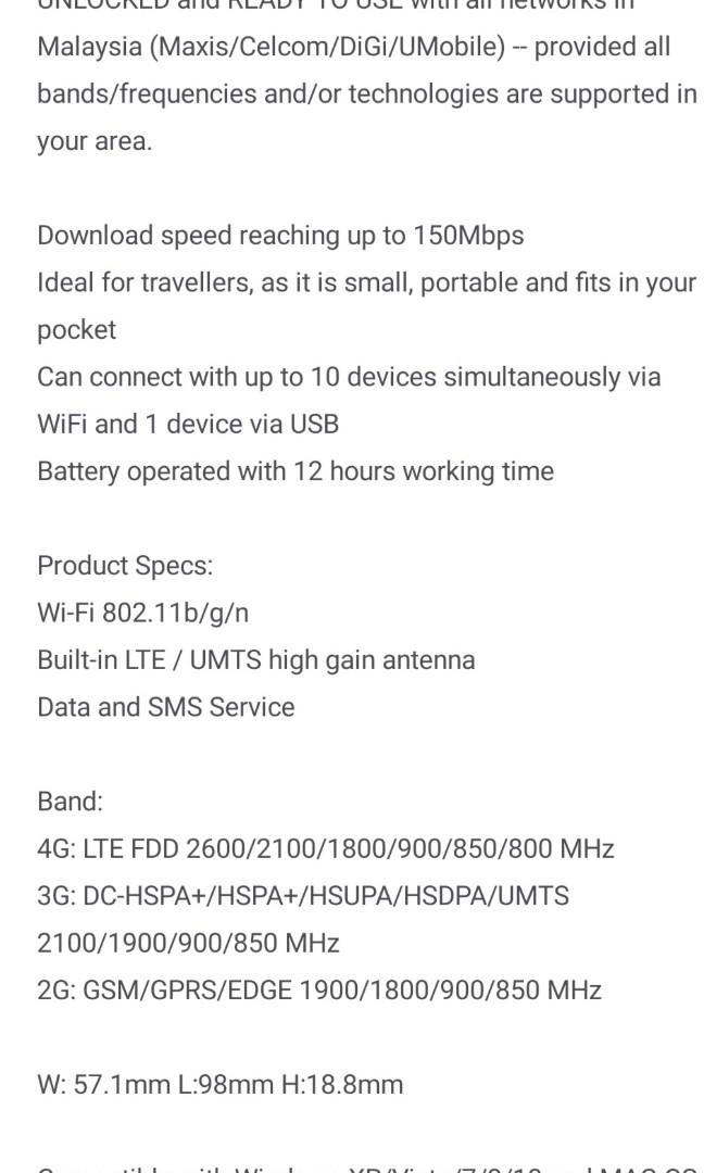 Digi Huawei E5577 portable modem unlocked MiFi Wifi 4g hotspot
