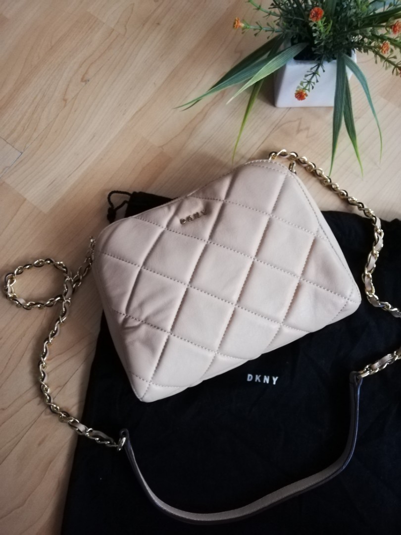 Repriced DKNY Soft Leather Quilted Sling bag Women s Fashion Bags Wallets Cross body Bags on Carousell