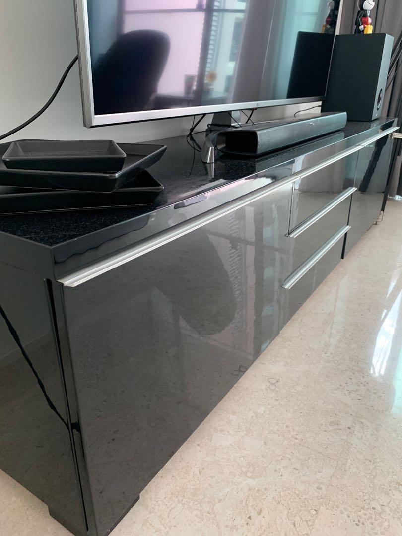 IKEA TV Console Black table livingroom, Furniture, Tables & Chairs on