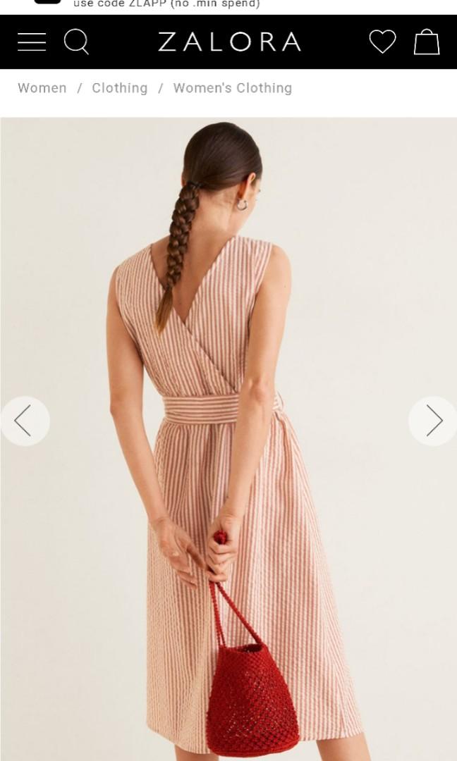 Mango red linen dress cheap