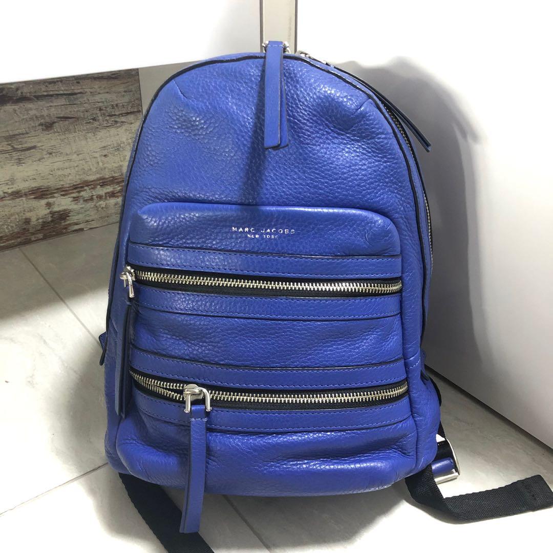 marc jacobs blue leather backpack