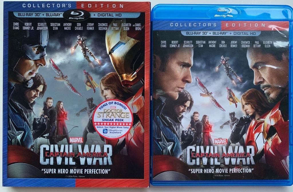 Marvel Captain America Civil War 3d 2d Blu Ray 2 Disc Set Rare