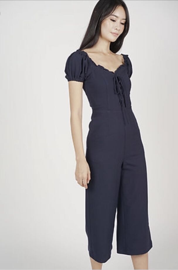 MDS Kalila Puffy Jumpsuit in Midnight, Women's Fashion, Dresses & Sets ...